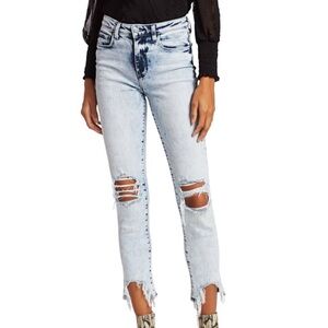 L'AGENCE High Line Skinny Jeans Calypso Distressed Destructed Acid Wash Size 25